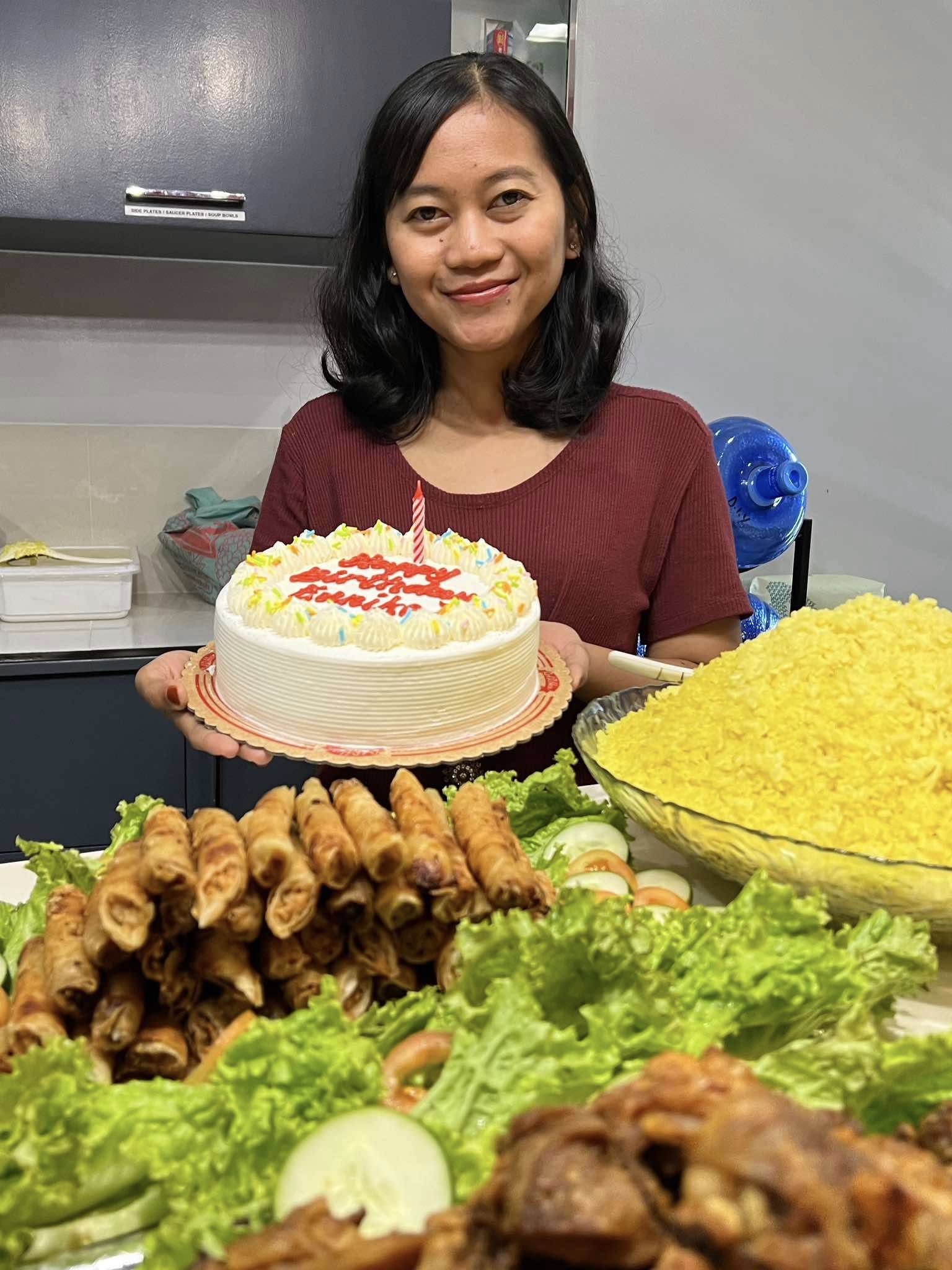 Indonesian yellow rice for my birthday in the Philippines