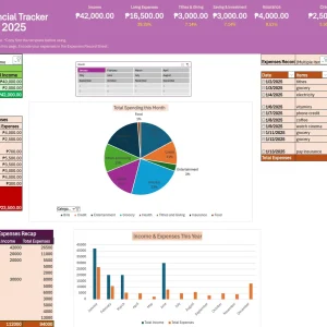 Financial Tracker - Template for Yearly (Track your Income & Expenses)